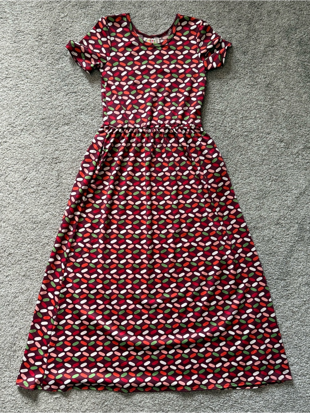 DotDotSmile Maxi Dress with Pockets, Short-Sleeve Burgundy, Girls Size 7